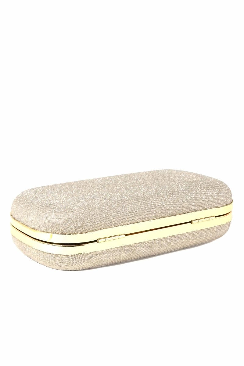 Metallic Frame Clutch Bag with Top Clasp – Gold